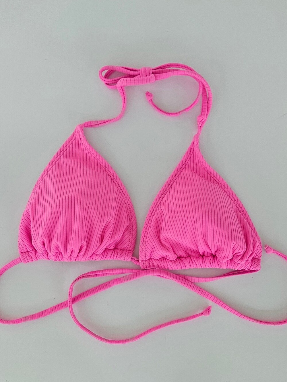 Xhilaration Pink Ribbed Triangle Bikini Top